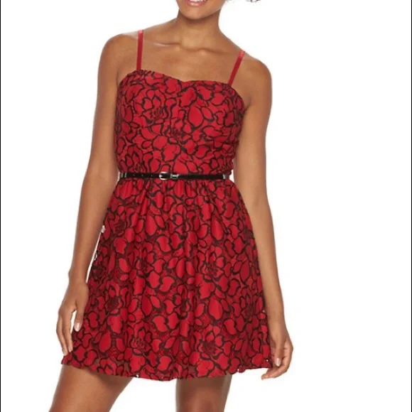 Lily Rose | Dresses | Lily Rose Red Floral Lace Dress | Poshmark